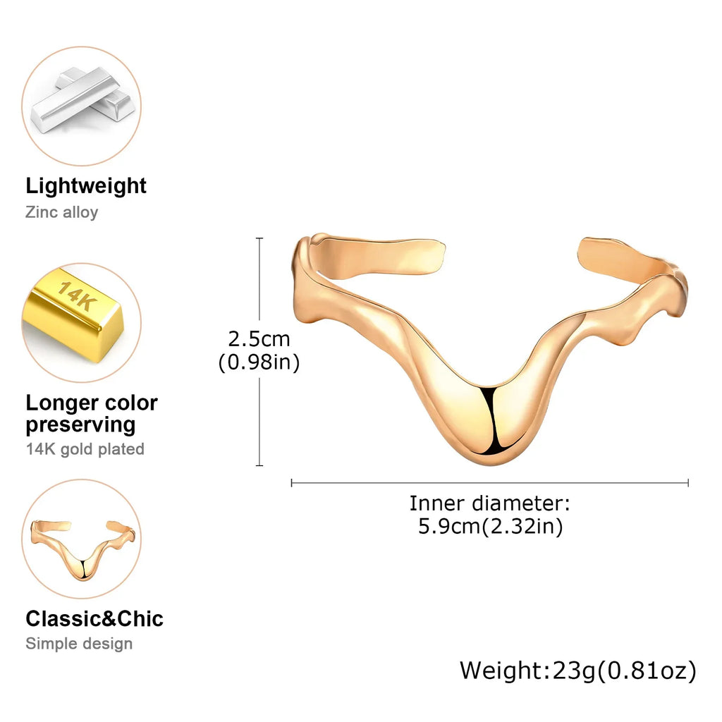 Punk Wave Open Cuff Bangles for Women, Adjustable Irregular Arm Bracelet Jewelry Accessories Vera Lux