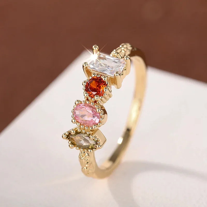 925 Sterling Silve Cubic Zirconia Women Rings for Wedding Party Luxury Gold Color Bright Female Rings Party Trendy Fine Jewelry Vera Lux