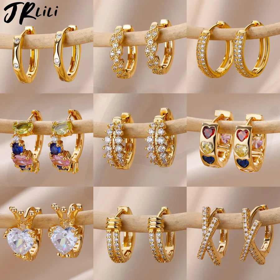 Zircon Pendientes Earring For Women Stainless Steel Hoop Piercing Earring Trending 2024 New Jewerly aretes de mujer bijoux femme Vera Lux