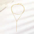 DOTIFI Stainless Steel Fashion Commuter Y-Shaped Fringe Necklace Minimalist Double-Layer Collarbone Chain Jewellery For Women Vera Lux