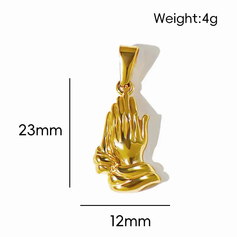 18K Gold Plated Stainless Steel Pendant Vintage Egyptian Pharaoh Portrait Lion Skull & Ghost Hand Charms Trendy Jewelry Vera Lux