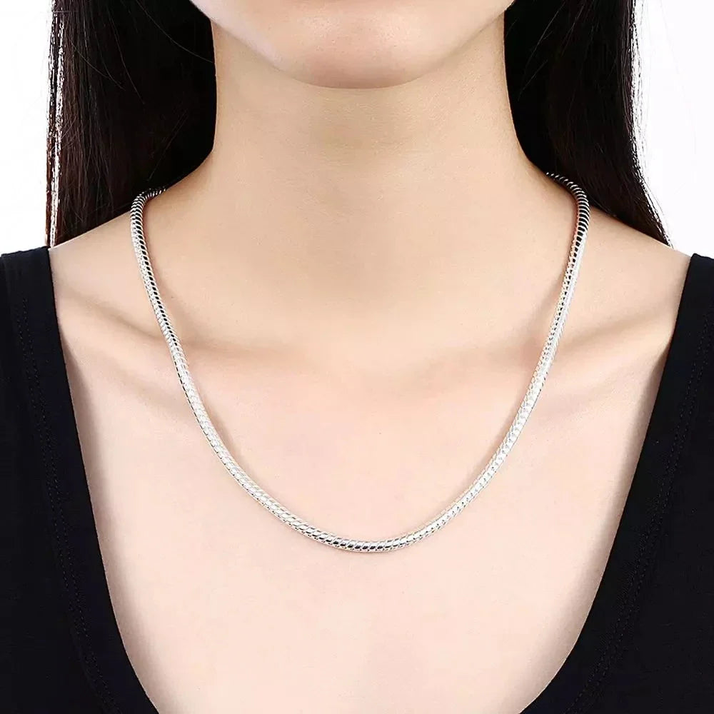 40-60cm 925 sterling Silver solid 3MM Chain Snake Necklace Bracelet Fashion Jewelry For Women Men Sets  Charm Wedding Vera Lux