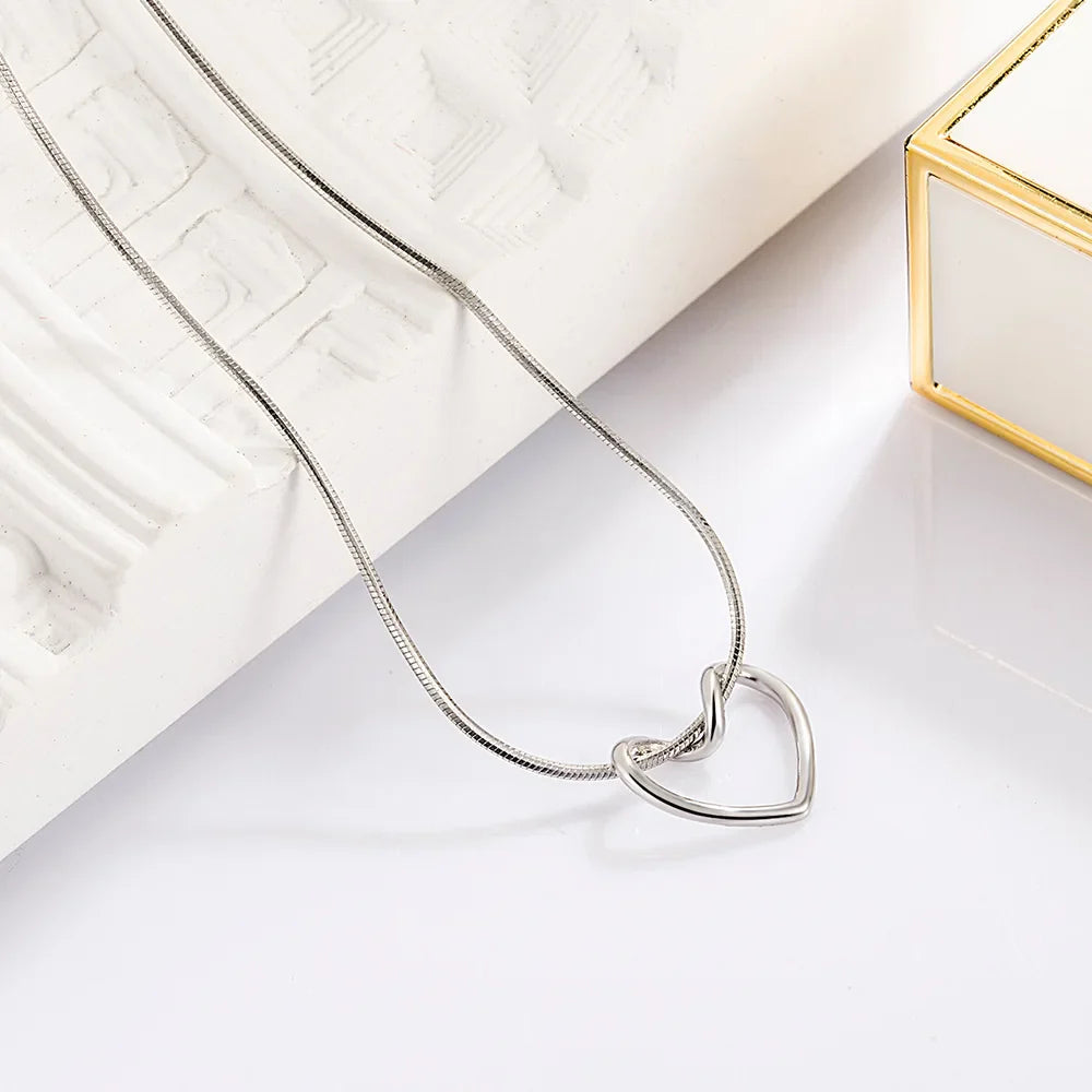 925 Sterling Silver Line Heart Snake Chain Necklaces For Women Ladies Vintage Luxury Jewelry Wholesale Jewellery Argent 925 Vera Lux