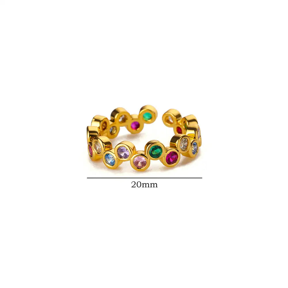 Colorful Tiny Round Rings For Women Stainless Steel Gold Color Adjustable Wedding Ring Luxury Aesthetic Jewlery Couple Gift Vera Lux