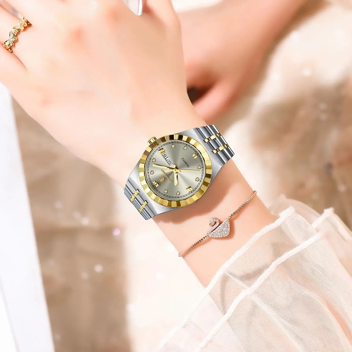 POEDAGAR Luxury Original Ladies Watch Luminous Waterproof Week Date Woman Wristwatch Stainless Steel Women Quartz Watches Female Vera Lux