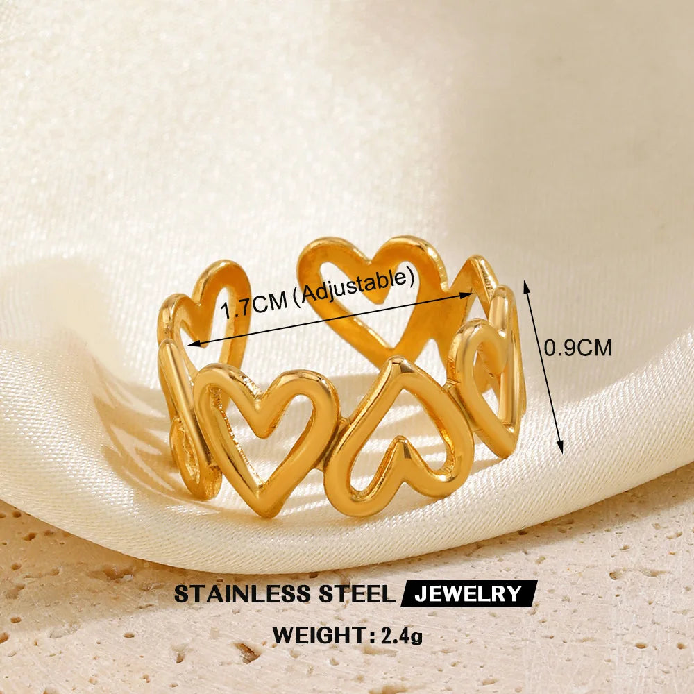 1Pc Stainless Steel Gold Color Rings For Women Waterproof Geometric Open Finger Ring Girls Fashion Daily Jewelry Accessories Vera Lux