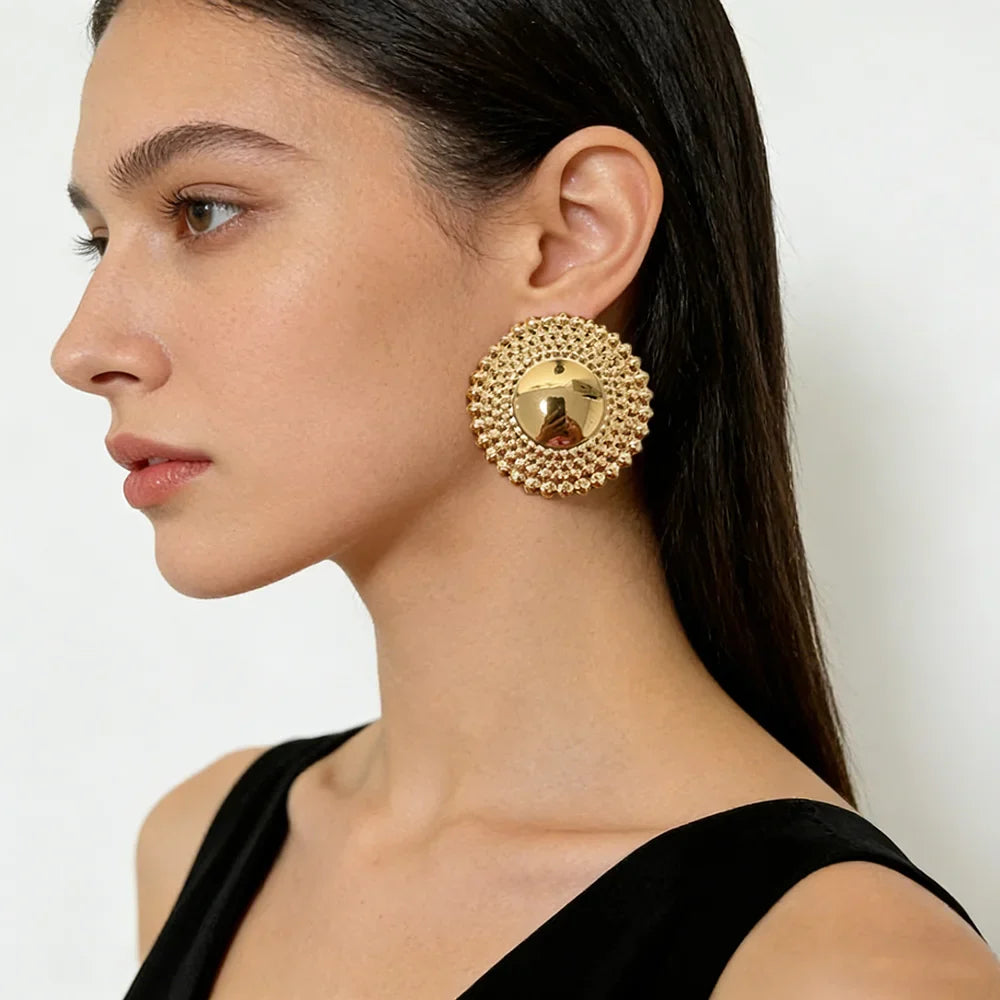 Gold Plated Earrings Jewelry for Women Weddings Design Circle Clip Earrings for Dubai Engagement Bride Luxury Hoop Earrings Vera Lux