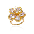 Luxury Colorful Zircon Flower Rings For Women Gold Color Stainless Steel Opening Ring Fashion Wedding Party Aesthetic Jewelry Vera Lux