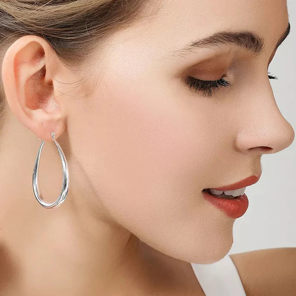 Top Quality 925 Sterling Silver Earrings Simple Round Circle Hoop Earrings For Woman Fashion Wedding Engagement Charm Jewelry Vera Lux
