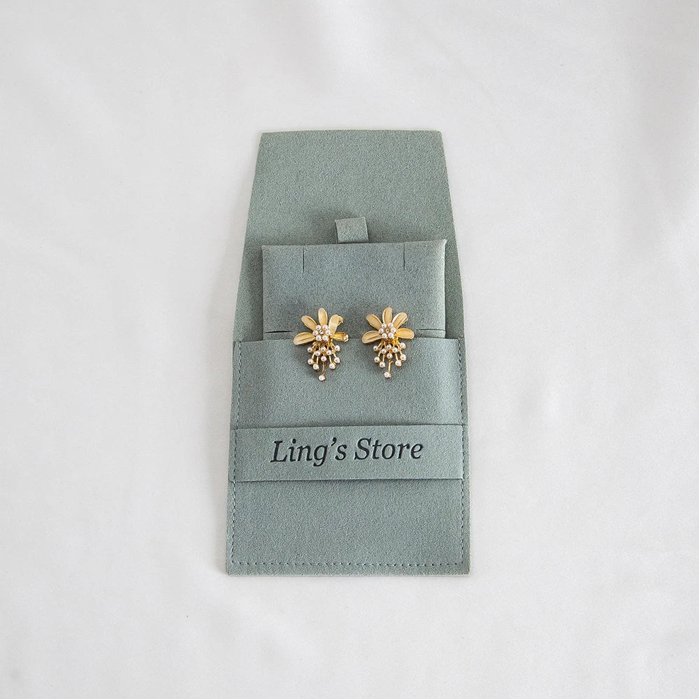 20/50/100pcs Personalized Logo Jewelry Microfiber Strip 8x8cm Bag Insert With 6x6cm Pad Card For Earrings Studs Necklace Pendant Vera Lux