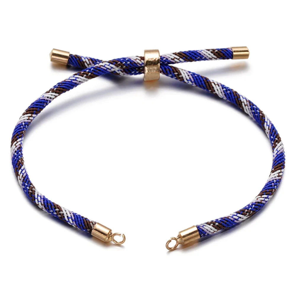 1pc Adjustable Nylon Braided Twisted Cords Slider Friendship Bracelets with Brass Cord End for Jewelry Making DIY Findings Vera Lux