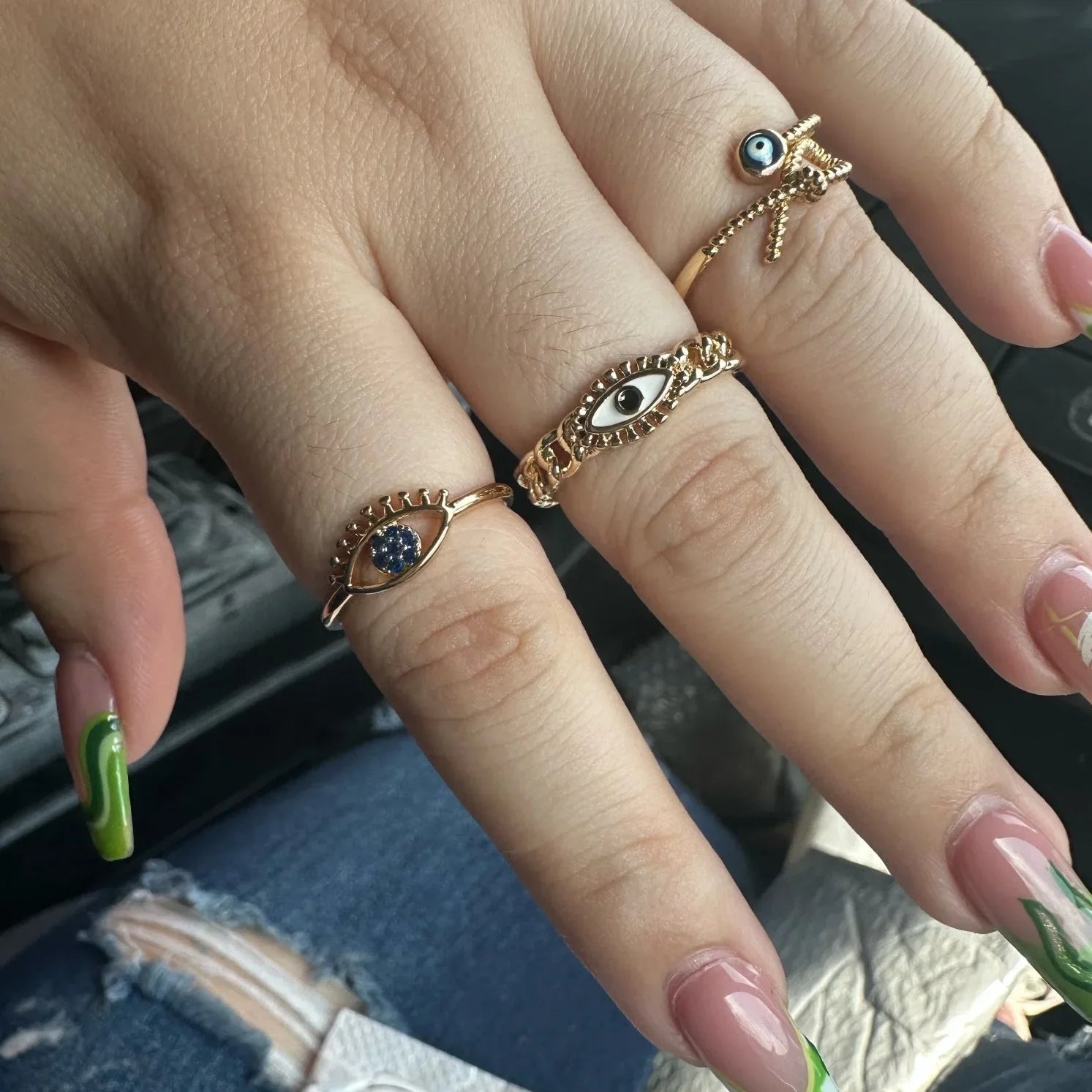 Evil Eye Rings For Women Stainless Steel Turkish Eye Ring Wedding Gothic Aesthetic Jewelry Sets anillos bague bijoux Vera Lux