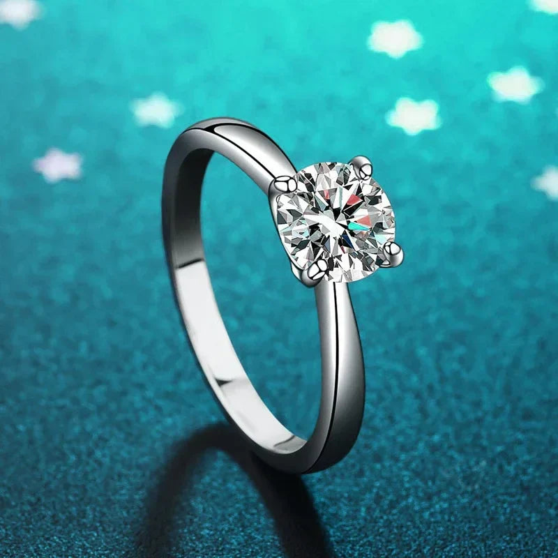 NeeTim 2ct Moissanite Engagement Ring for Women S925 Sterling Silver with Gold Plated Lab Diamond Promise Wedding Band Jewelry Vera Lux