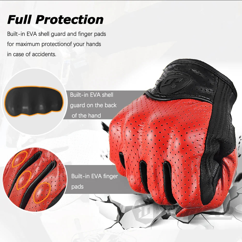 Leather Gloves Retro Biker BikerZoneZ