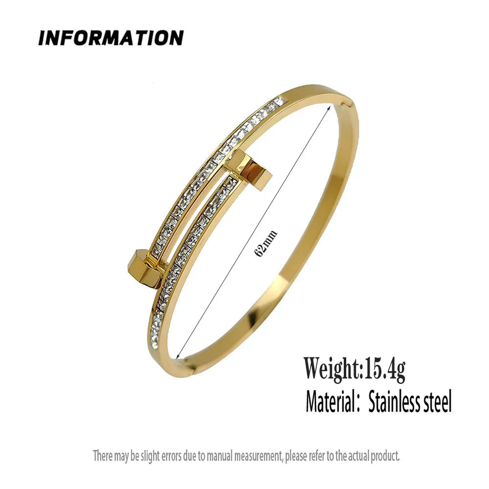 New nail zircon stainless steel gold-plated bracelet 18K, high quality waterproof couple bracelet, wife gift Vera Lux