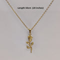New Gold Plated Rose Flower Pendant Necklace Simple Vintage Clavicle Chain Stainless Steel Necklace for Men Women Jewelry Gifts Vera Lux