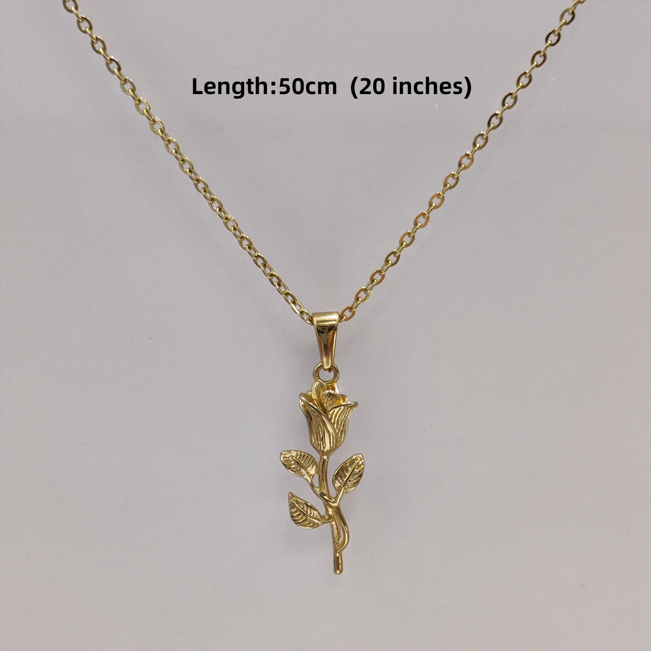 New Gold Plated Rose Flower Pendant Necklace Simple Vintage Clavicle Chain Stainless Steel Necklace for Men Women Jewelry Gifts Vera Lux