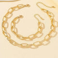 2 PCS Set Gold Color Link Chain Necklace Bracelet Set Punk Bracelet Big Link Chain Dubai Africa Party Jewelry Set Gift FOr Women Vera Lux