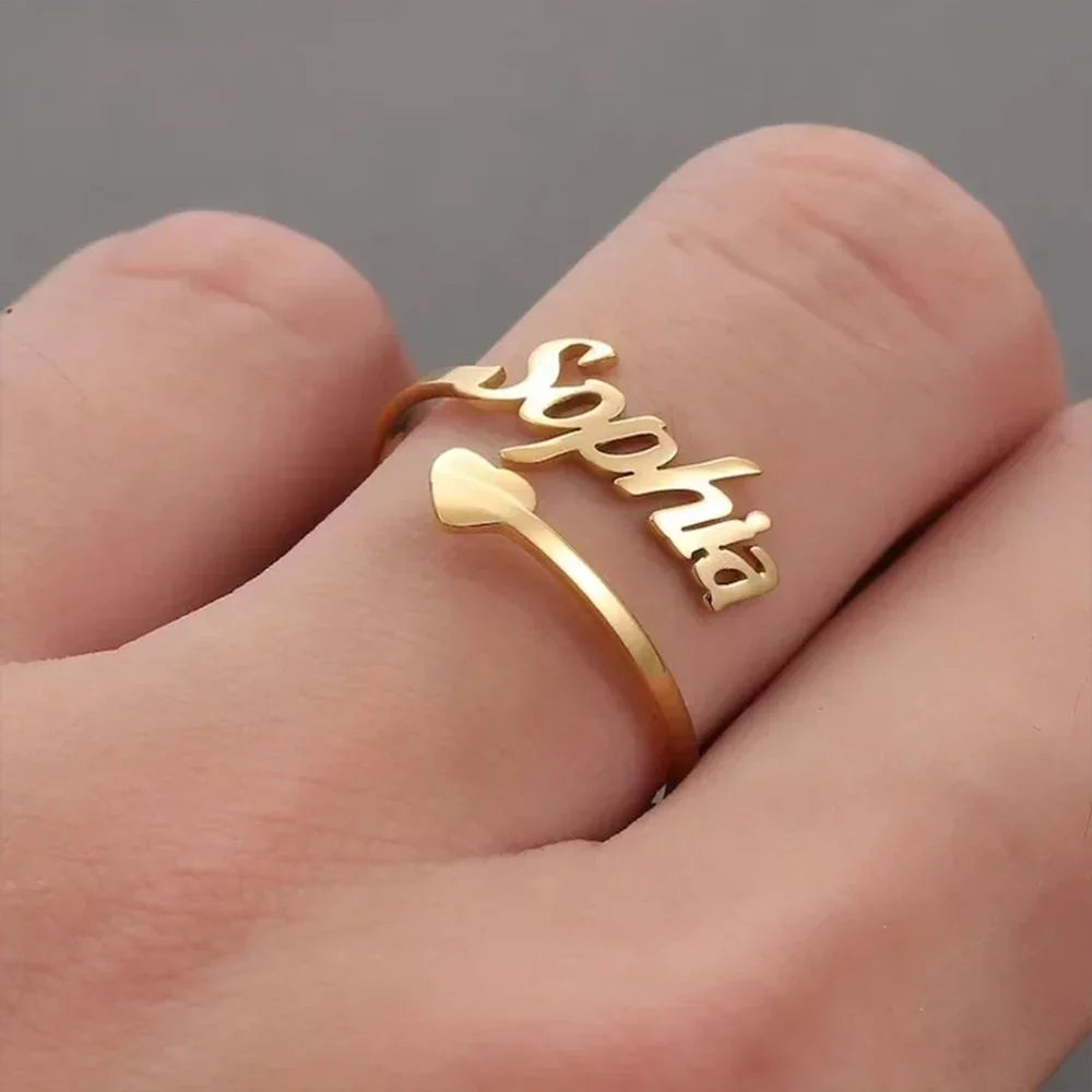 Customized Name Love Ring Personalized Stainless Steel Heart Couple Ring Women Jewelry Valentine's Day Gift Anillos Mujer Vera Lux