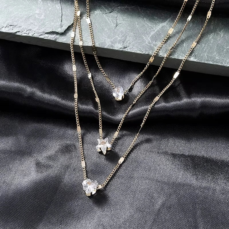 Trendy Zircon Pendant Necklace For Women Multilayer Chain Choker Fashion Female Party Shiny Jewelry Gift Vera Lux
