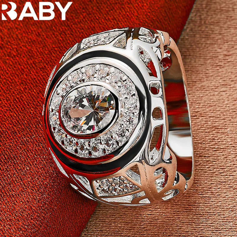 925 Sterling Silver 6-10 Size Rings For Women Man Round Large Zircon Ring Fashion Wedding Engagement Charms Party Fine Jewelry Vera Lux