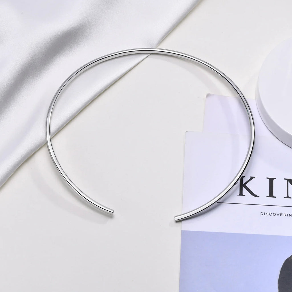 Stainles Steel Chocker Collar Necklace For Women, Open Neck Cuff Torques , Minimalist Necklace Birthday Party Gift Vera Lux