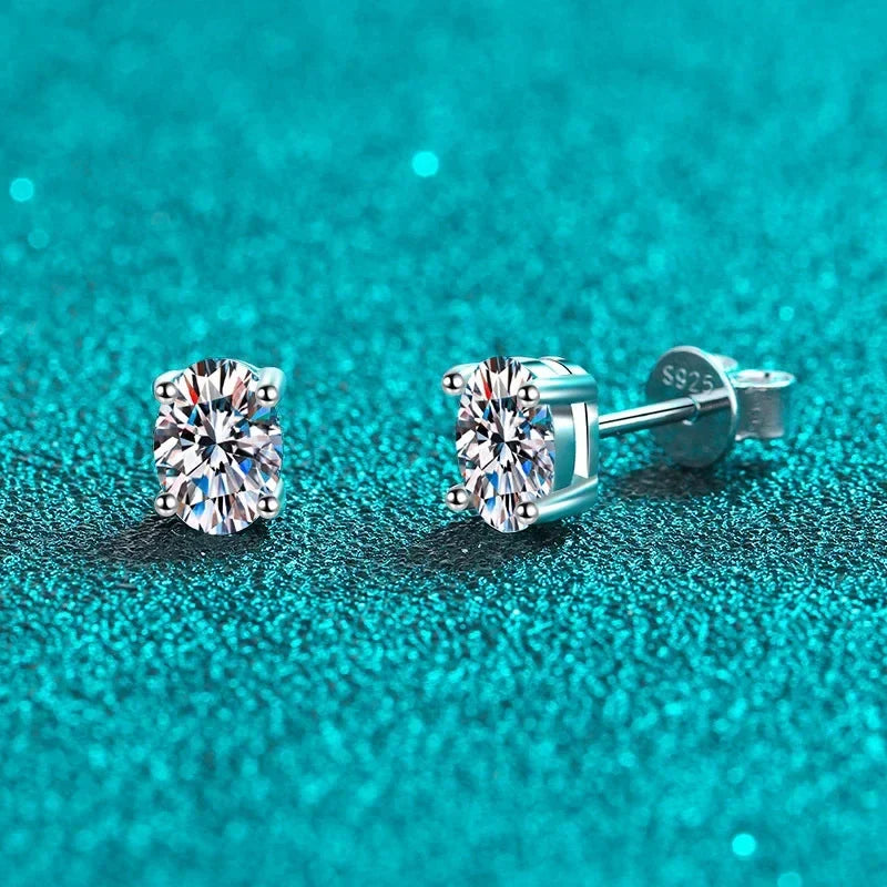 NeeTim 2 Carat Oval D Color Moissanite Stud Earrings For Women 925 Sterling Silver Sparkling Diamond  Earring Wedding Jewelry Vera Lux
