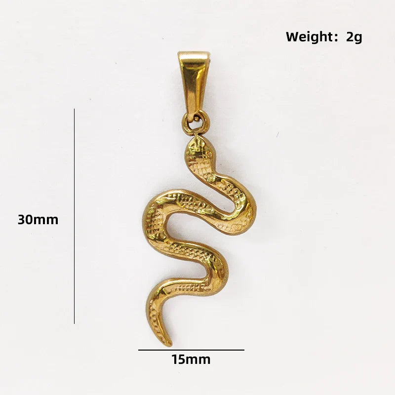 Stainless Steel Snake Pendant Necklace - 18K Gold Plated Simple Design dijes de acero inoxidabl, Animal Jewelry for Men & Women Vera Lux