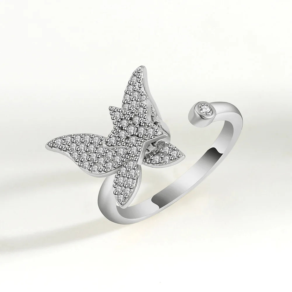 2025 New Rotating Anxiety Knuckle Ring For Women Adjustable And Stackable Open Couple Rings Party Jewelry Gifts Anillo Vera Lux