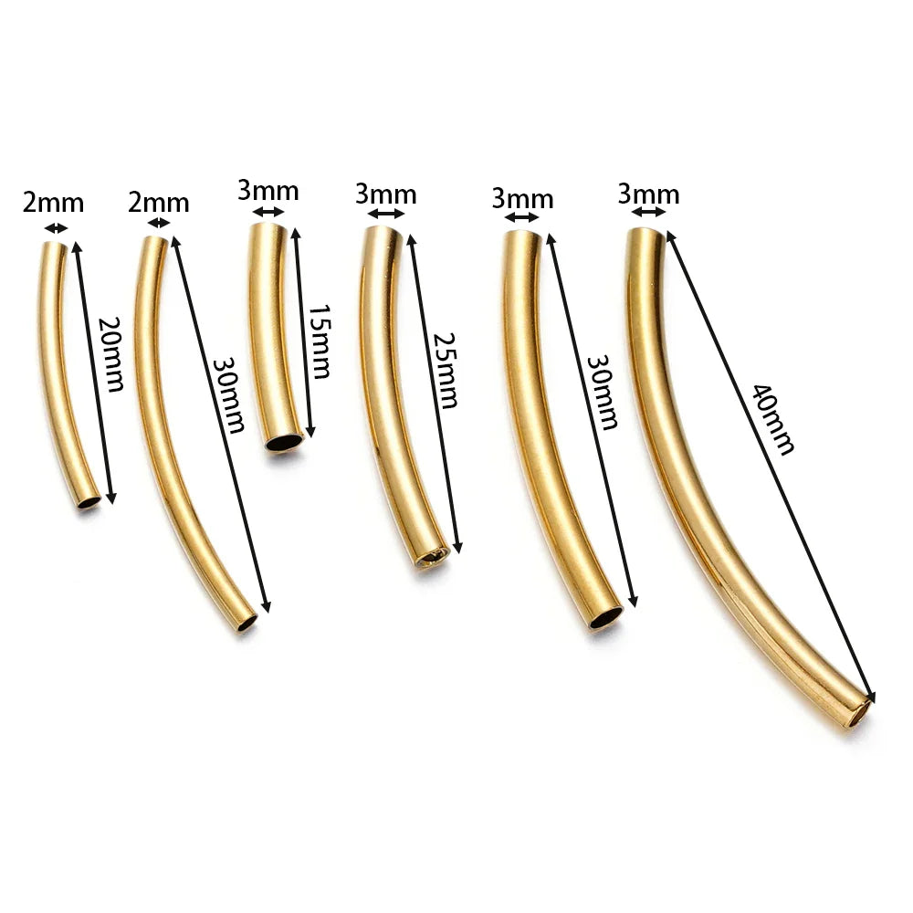 10Pcs/Pack Stainless Steel Curved Tube Spacer Beads Connectors For Handmade DIY Jewelry Making Bracelet Necklace Accessories Vera Lux
