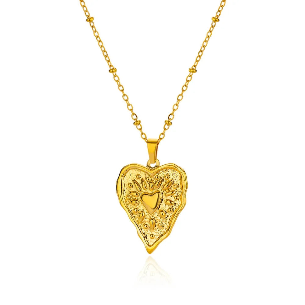 Geometric Heart Necklaces For Women Stainless Steel Gold Color Snake Chain Heart Necklace Aesthetic New Wedding Jewelry Gift Vera Lux