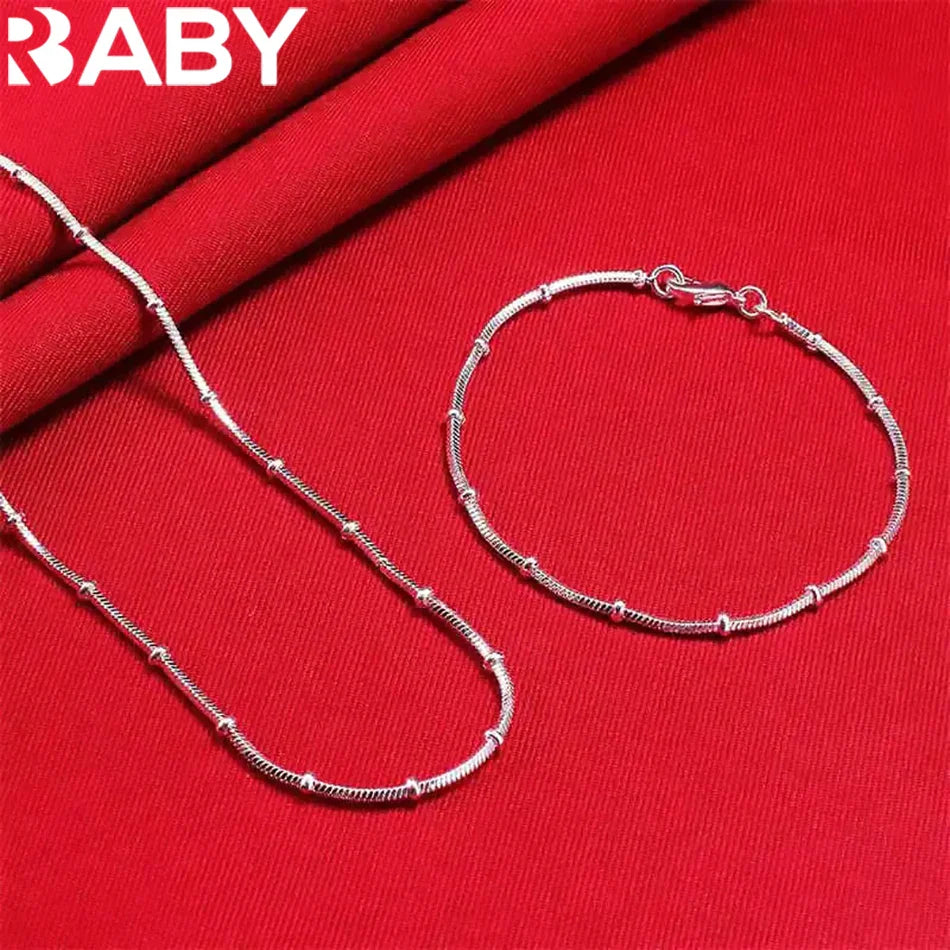 Fine Top brands 925 Sterling Silver bracelets neckalce Jewelry sets beads Snake bone chain for women man Wedding Party Gifts Vera Lux