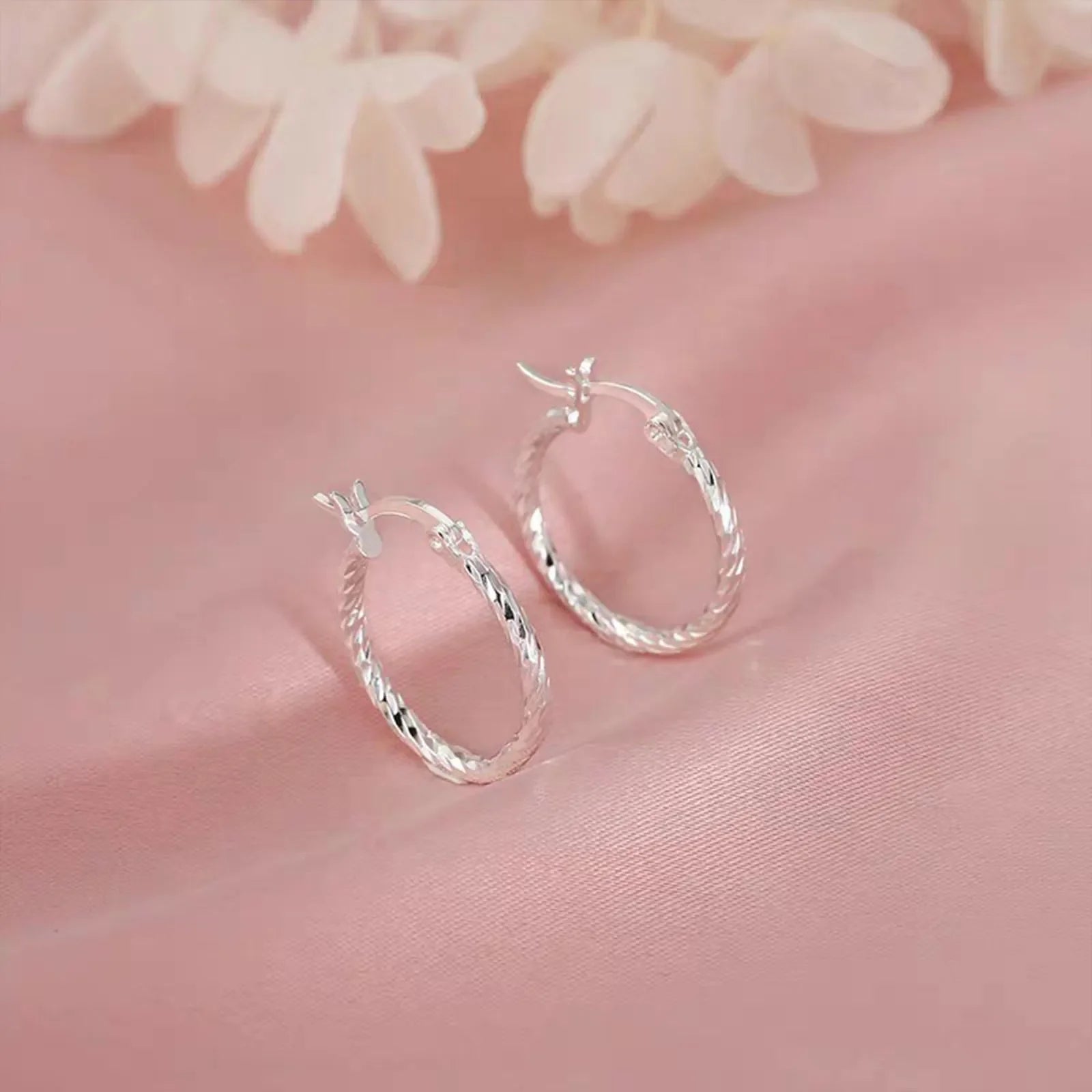 S925 Silver Geometric Twist Circle Earrings Women Elegant Unique Design Korean Versatile Sparkling Flower Modification Ear Studs Vera Lux