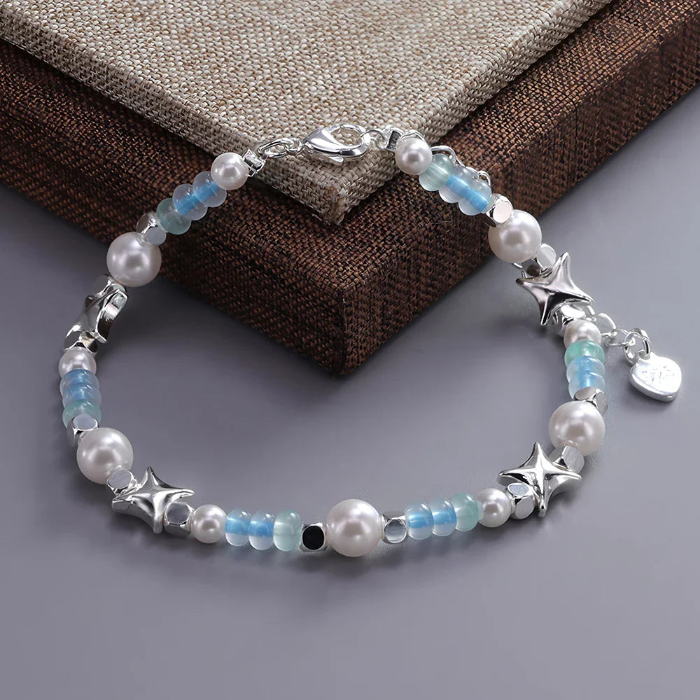 925 Sterling Silver Star Bead Bracelet For Women Fragmented Silver Sweet Romantic Versatile Trend Jewelry Gifts Dropshipping Vera Lux