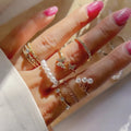 Bohemian Butterfly Pearl Rings Set for Women Shine Pearl Gothic Vintage Plated Retro Rhinestone Simple Finger Jewelry Gift Vera Lux