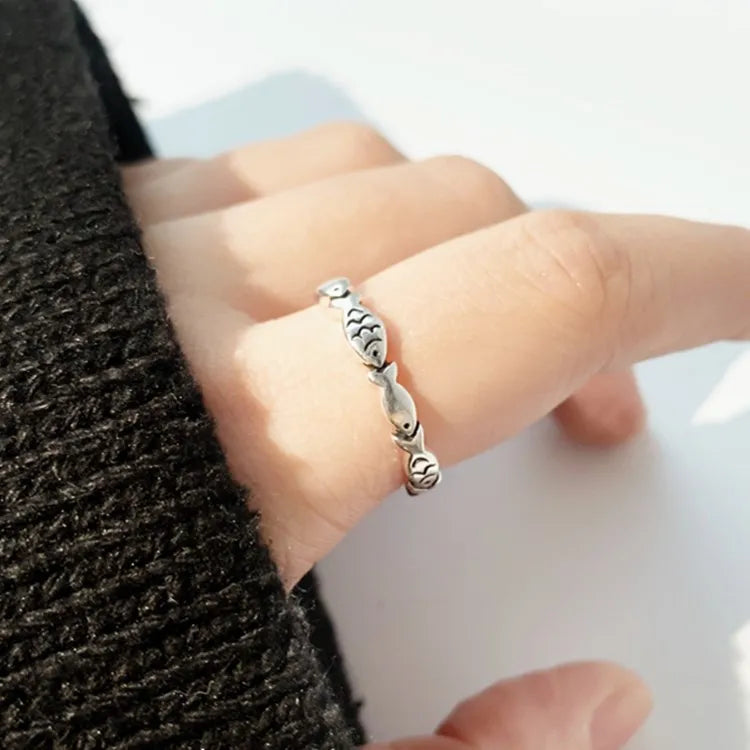 925 Sterling Silver Fish Adjustable Rings For Women Engagement Jewelry Wholesale  and  Jewellery Vera Lux
