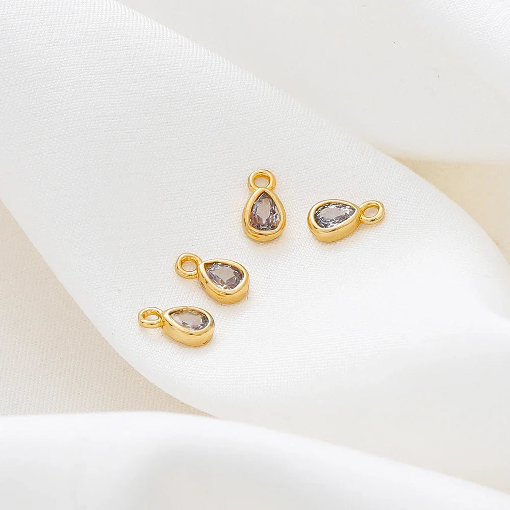 5/10pcs/lot Water-Drop Shape Pendants Wholesale 18K Gold Plated Cubic Zirconia Charm Pendants For DIY Necklace Jewelry Making Vera Lux