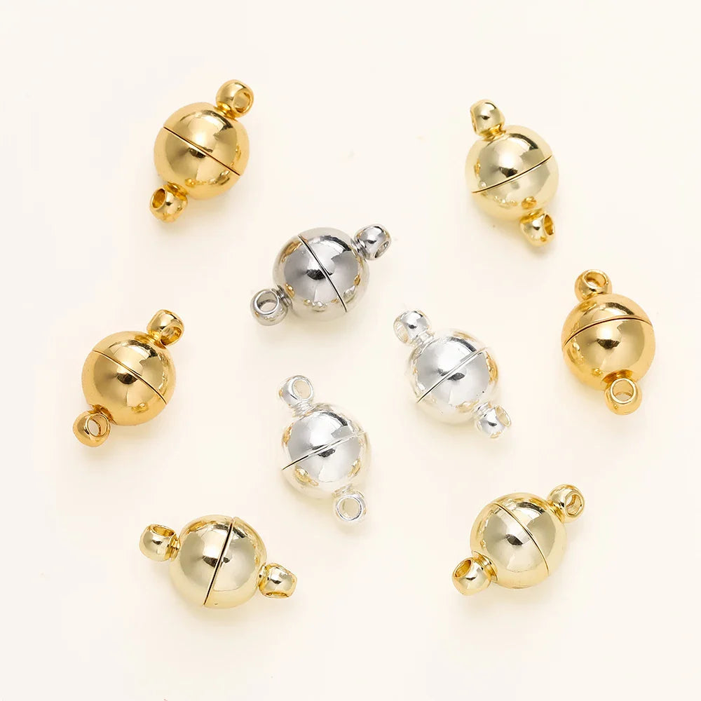 4/6pcs/pack 8*14MM 14K/18K Gold Plated Brass Magnetic Bracelet Clasp Beads for Handmade DIY Jewelry Making Accessories Vera Lux