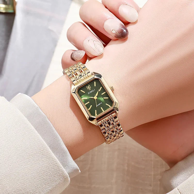 2025 Hot Brand Stainless Steel Strap Watch Women Luxury Gift Quartz Wristwatch Student Fashion Simple Square Quartz Watches Vera Lux