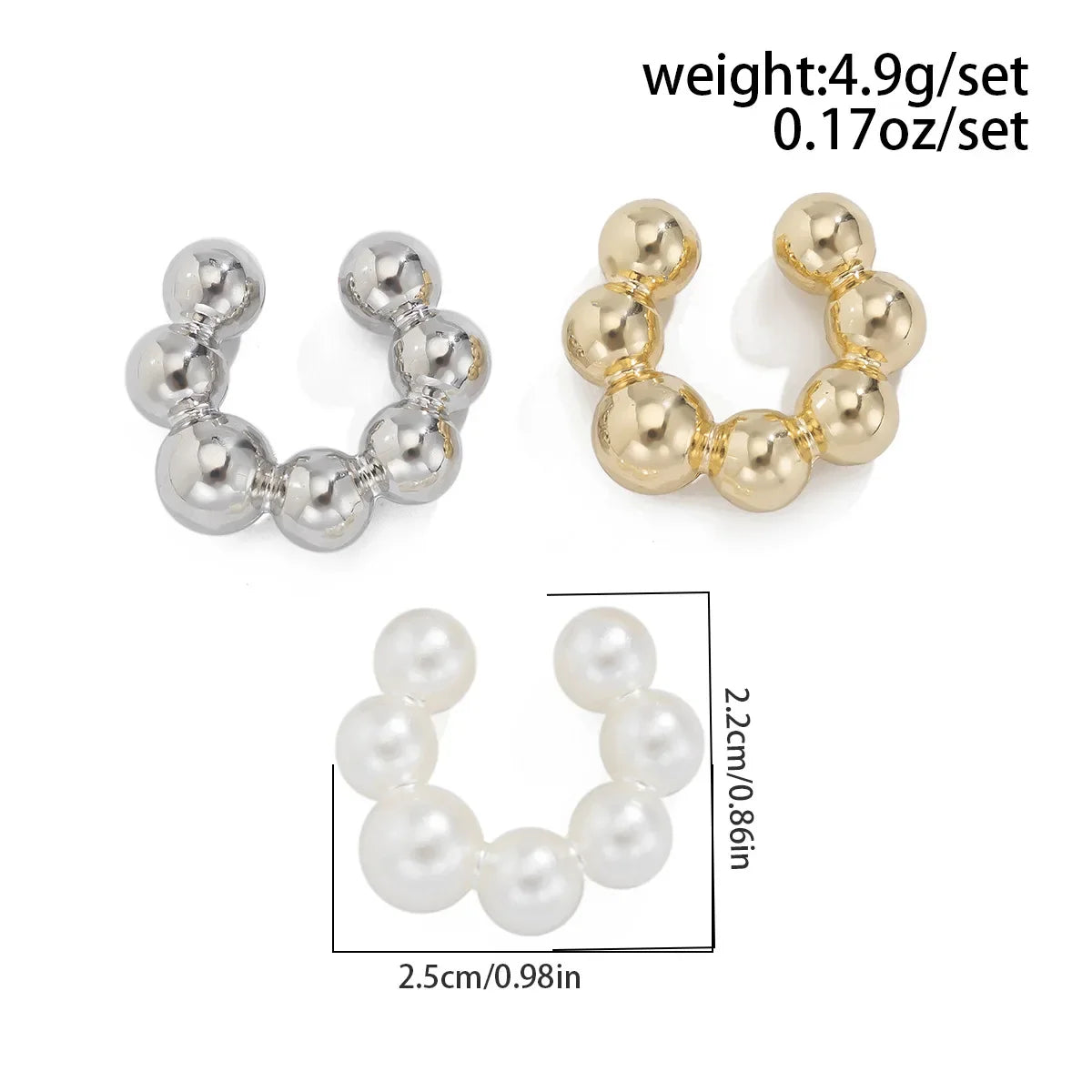 Three Pieces Set Pearls Without Ear Holes Clip Earrings for Women Fashion Customized Jewelry Minimalist Accessories Wholesale Vera Lux