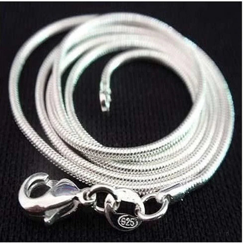 925 sterling silver necklace women, silver fashion jewelry Snake Chain 1mm Necklace 16 18 20 22 24" Vera Lux