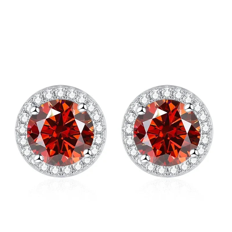 NeeTim Moissanite Stud Earrings for Women 925 Sterling Silver Green Blue Pink Red Black Blue Sparkling Moissanite Studs Earring Vera Lux