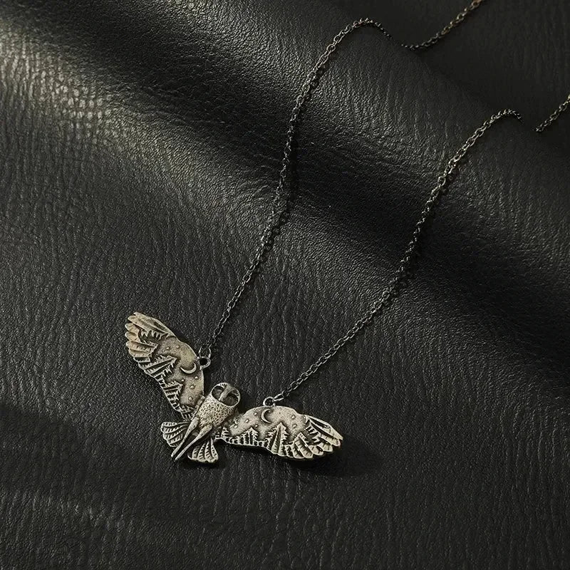 1pcs Vintage Necklace For Men And Women Creative Owl Pendant Wings Flying Holiday Jewelry Femstylo