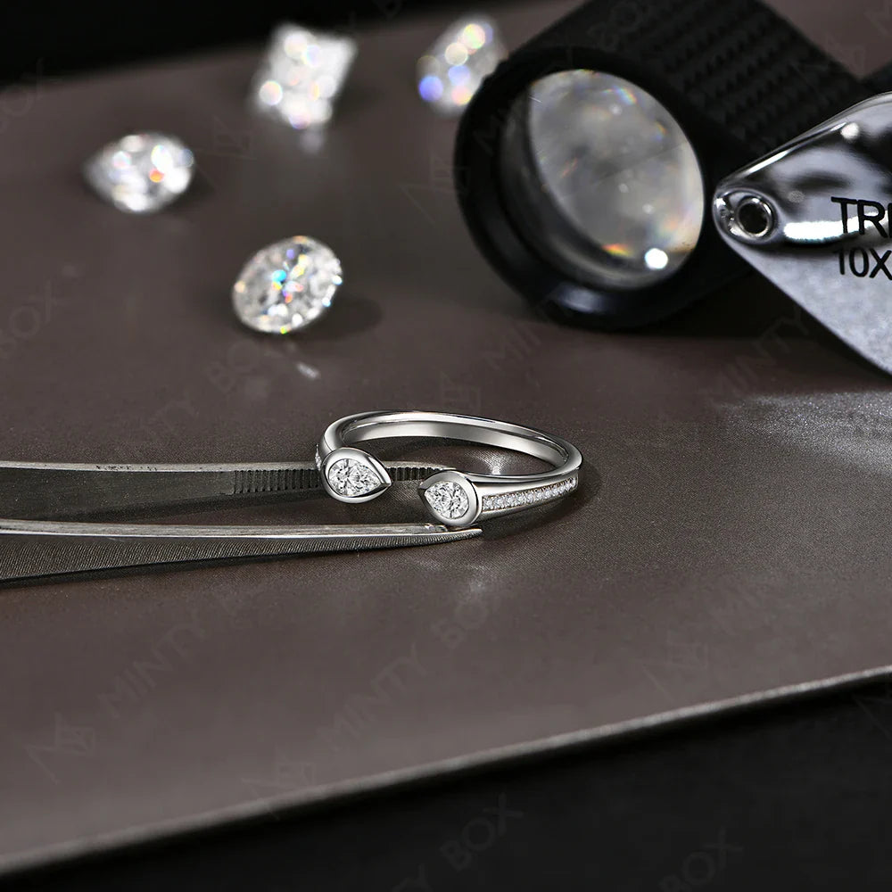 MINTYBOX Pear Shape Lab Grown Diamond Ring 0.5CT S925 Silver Moissanite Rings For Women 18k White Gold Plated Wedding Jewelry Vera Lux