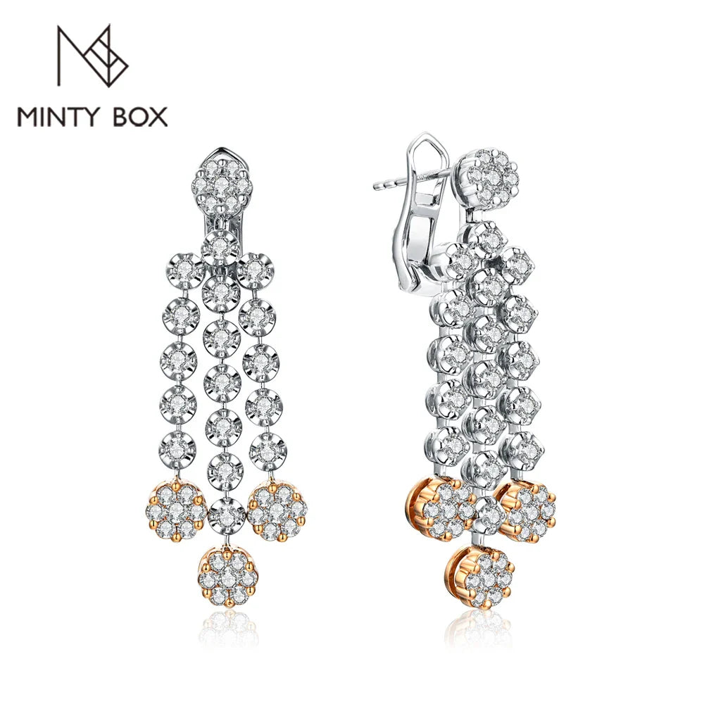 MINTYBOX 2.59ct S925 Sterling Silver Diamond Moissanite Drop Earrings for Women 18k Gold Plated Luxury Wedding Fine Jewelry Vera Lux