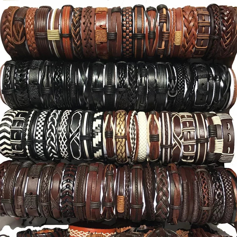 5Pcs/Lot Bulk Vintage Leather Charm Bracelets For Men Women Mix Styles Adjustable Bangle Fashion Jewelry In Wholesale Vera Lux