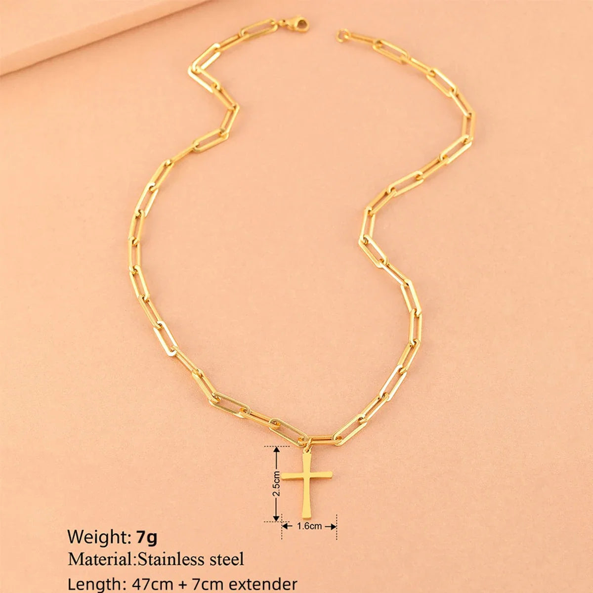 Cross Gold Color Pendant Necklaces for Women Stainless Steel Christian Jewelry Long Chain Necklace Gift Vera Lux
