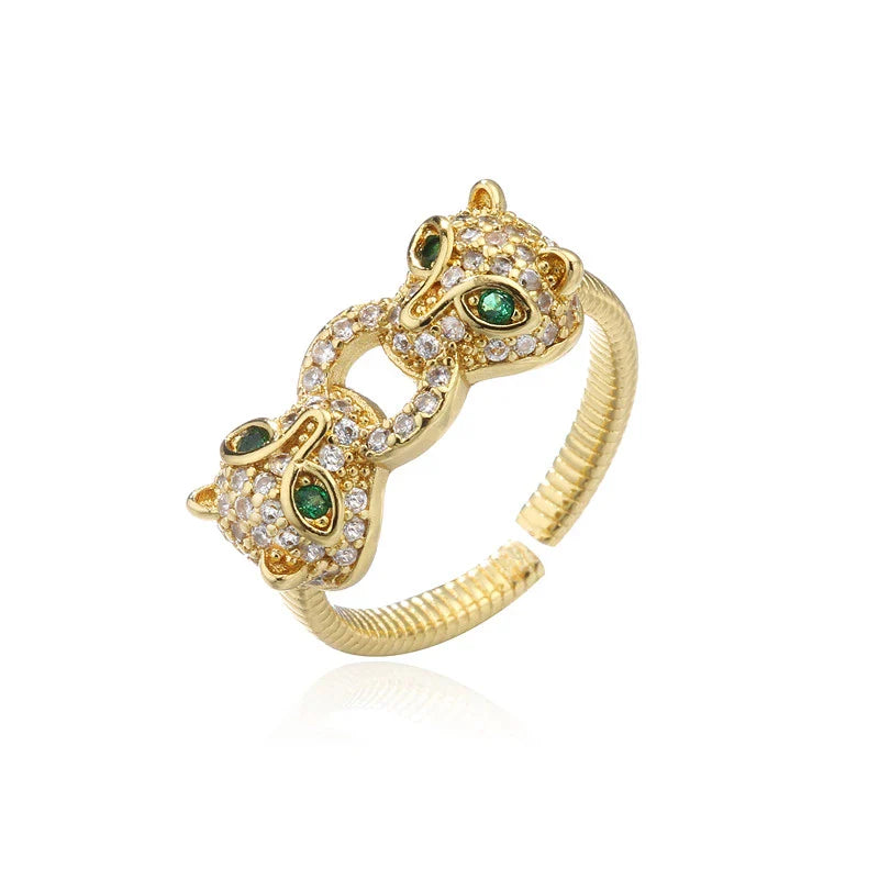 2025 New Fashion Statement Big Animal Ring For Women Girl Party Jewelry Gold Color Hollow Leopard Open Ring Wholesale Vera Lux