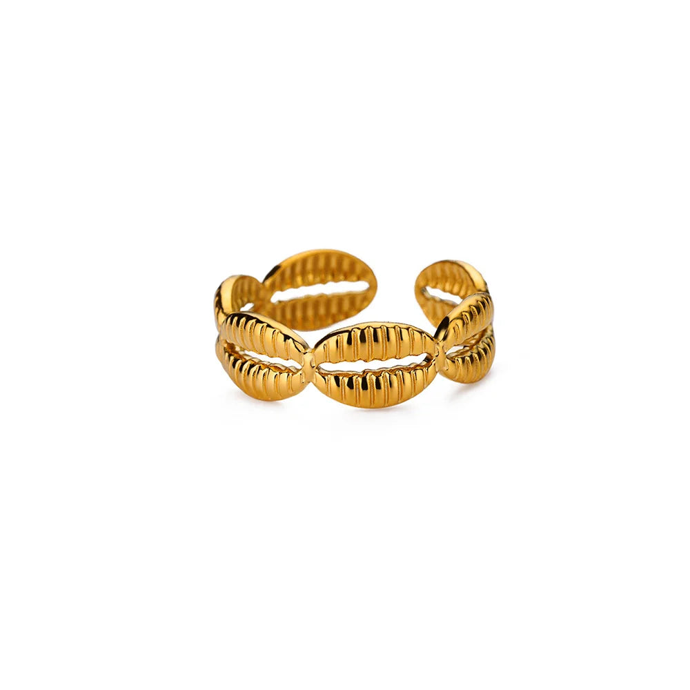 316L Stainless Steel Starfish Shell Rings for Women Gold Color Open Finger Ring Femme Trendy Summer Vacation Ocean Jewelry Gift Vera Lux