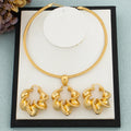African Jewelry Set 18K Gold Plated Women Big Bold Design Earrings Pendant Wedding Bridal Fashion Necklace Bracelet Ring Gift Vera Lux